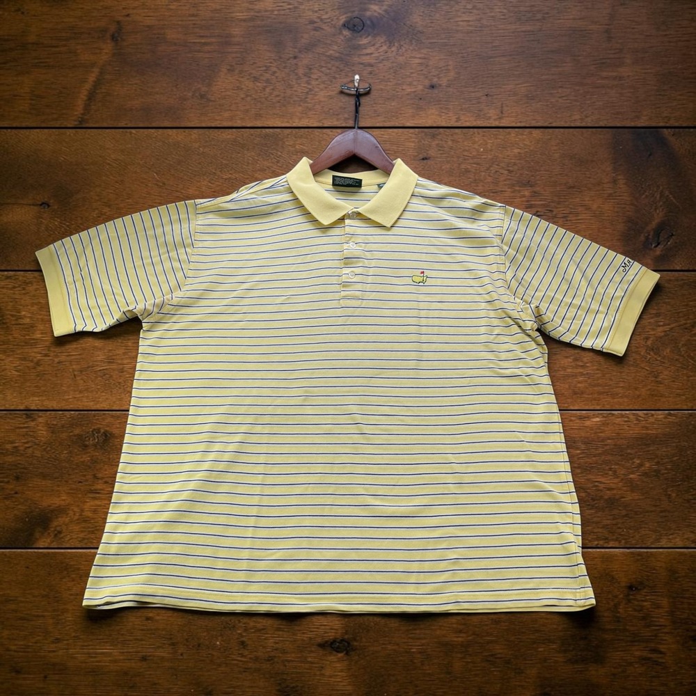 Masters Collection Yellow Striped Mercerized Cotton Golf Polo Shirt Mens XL
